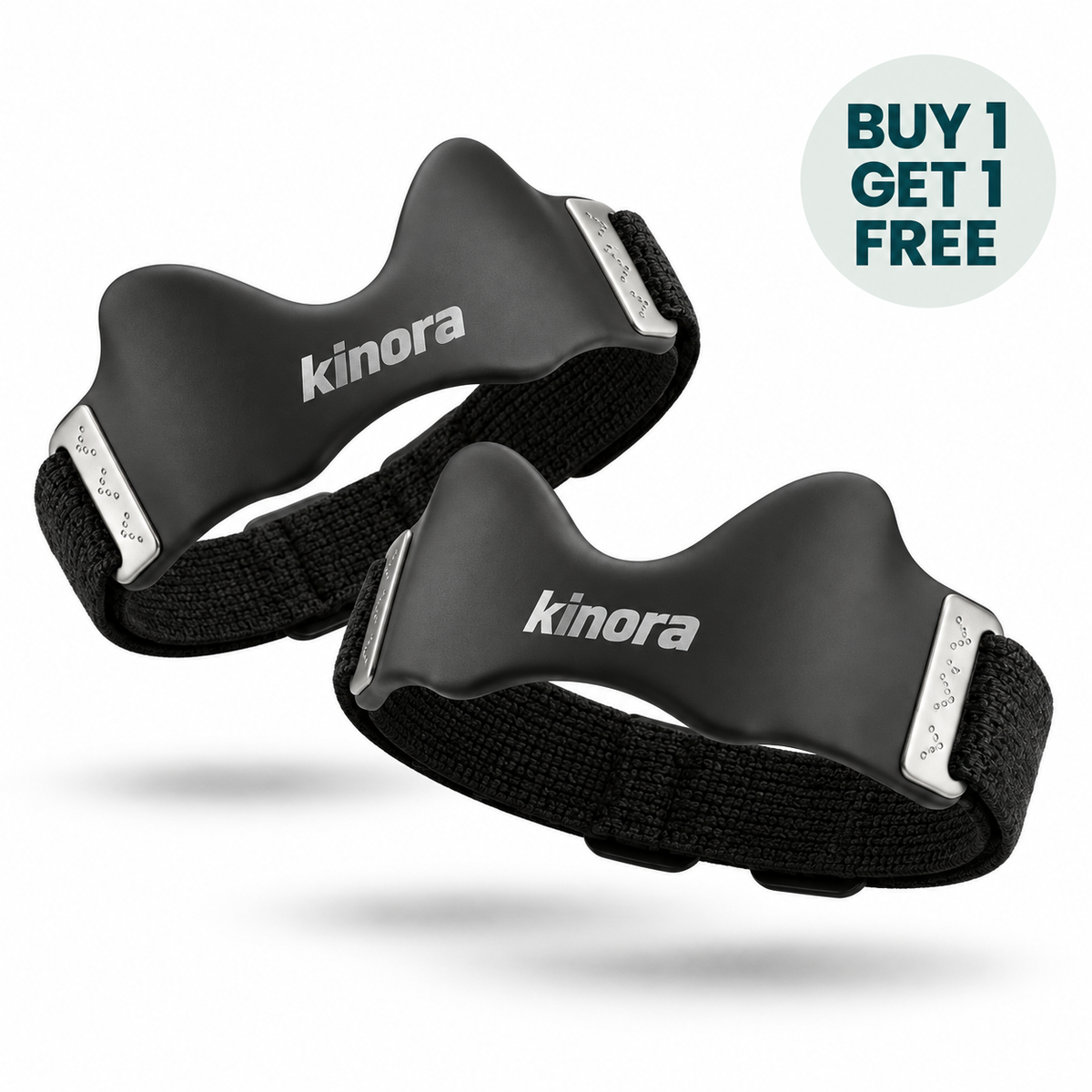 Two Kinora patellar knee straps with the Buy 1 Get 1 Free offer
